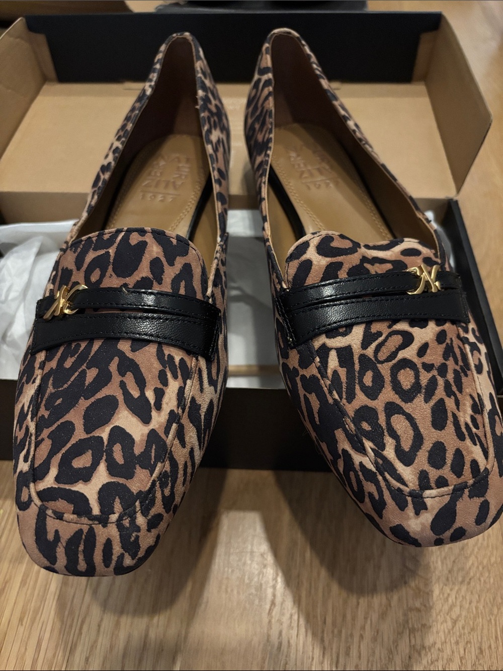 Naturalizer Leopard Print Loafers with Black Strap